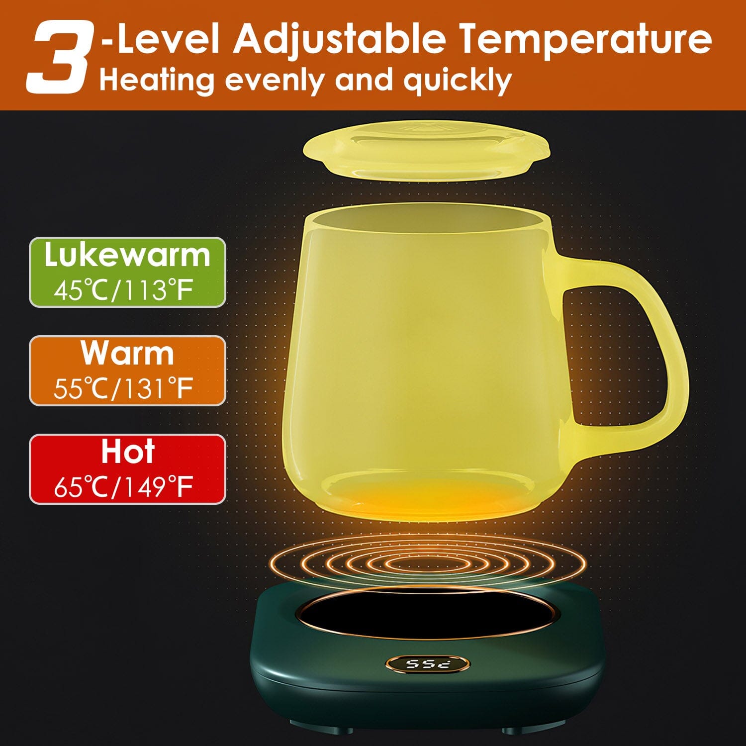 Auto Shut Off USB Coffee Mug Heating Plate with 3 Temperature Setting Kitchen Tools & Gadgets - DailySale