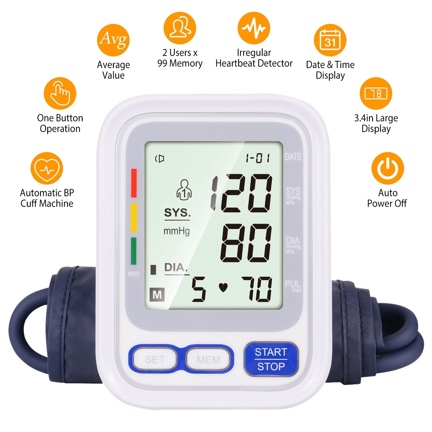 Automatic Arm Blood Pressure Monitor Digital Wellness - DailySale