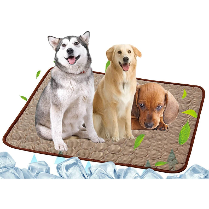 Automatic Cooling Dog Mat Washable Pet Sleeping Blanket Mat Pet Supplies Coffee M - DailySale