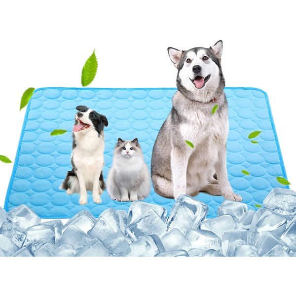 Automatic Cooling Dog Mat Washable Pet Sleeping Blanket Mat Pet Supplies Light Blue M - DailySale