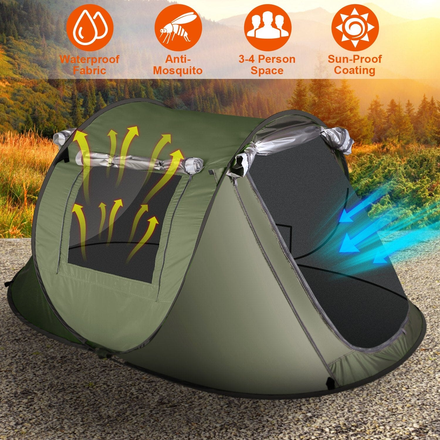 Automatic Pop Up Camping Tent Sports & Outdoors - DailySale