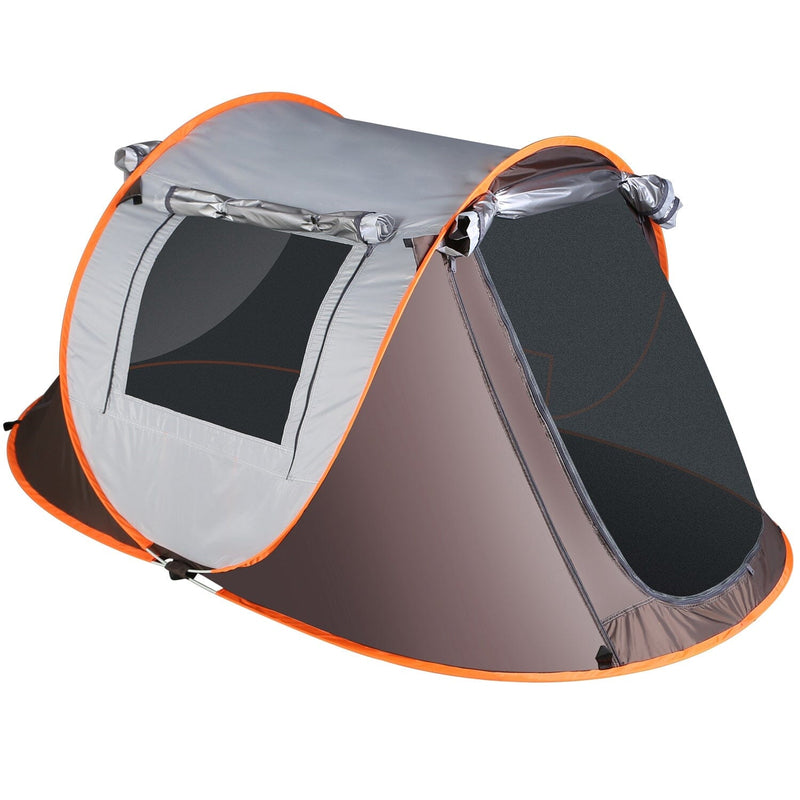 Automatic Pop Up Camping Tent Sports & Outdoors Khaki 3-4 Persons - DailySale