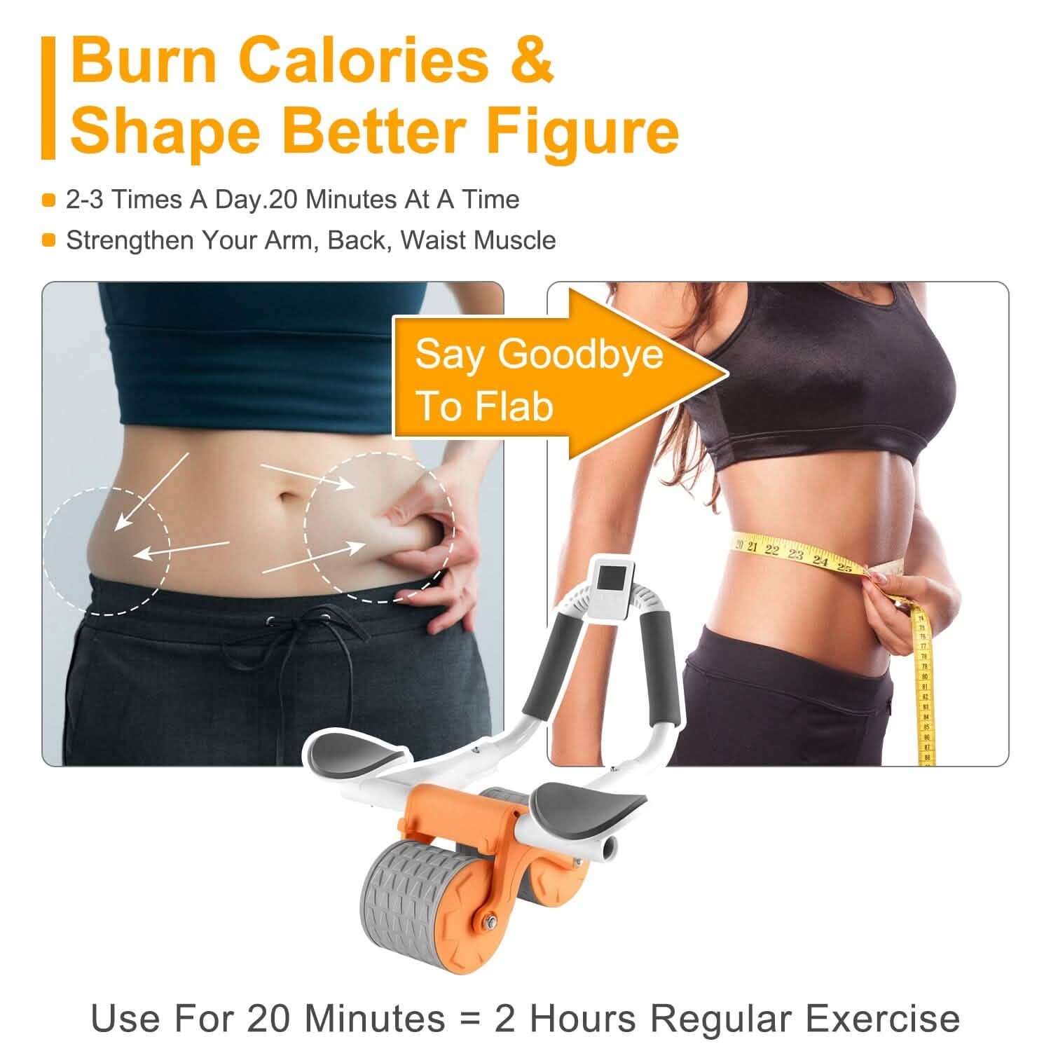 Automatic Rebound Abdominal Wheel Roller for Core Strength with Timer Kneel Pad Fitness - DailySale