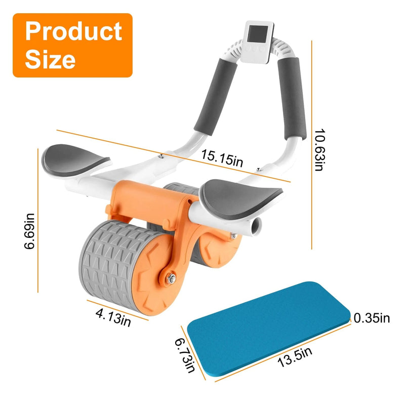 Automatic Rebound Abdominal Wheel Roller for Core Strength with Timer Kneel Pad Fitness - DailySale