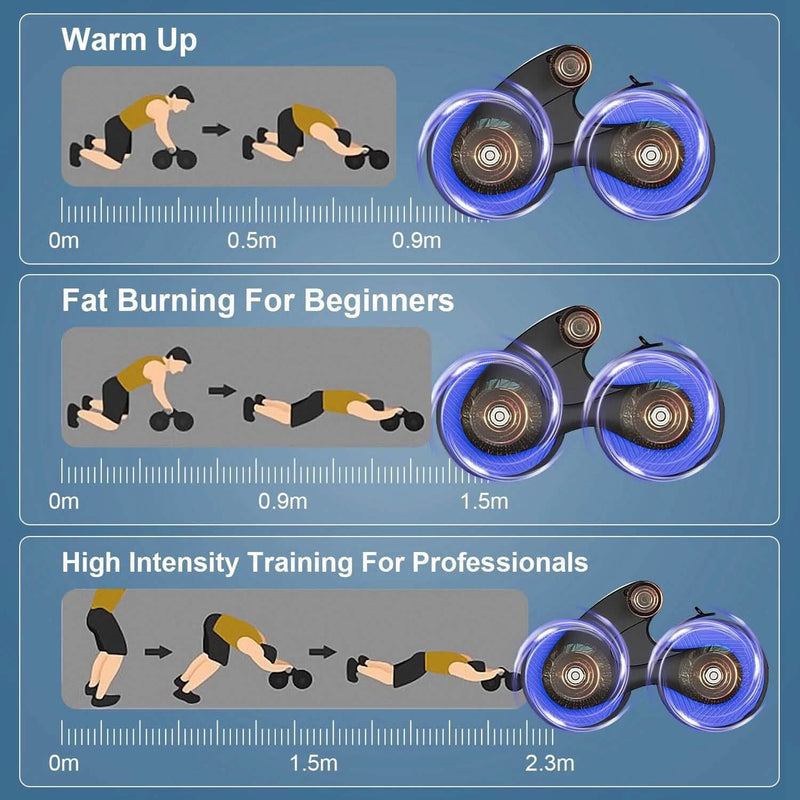 Automatic Rebound Anti-Slip AB Roller Wheel with Kneel Pad Holder Fitness - DailySale