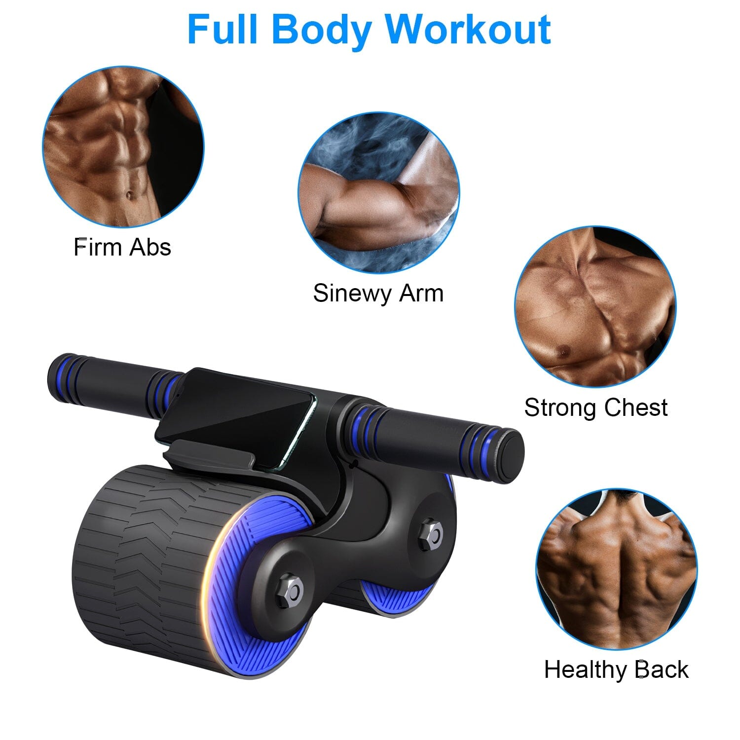 Automatic Rebound Anti-Slip AB Roller Wheel with Kneel Pad Holder Fitness - DailySale