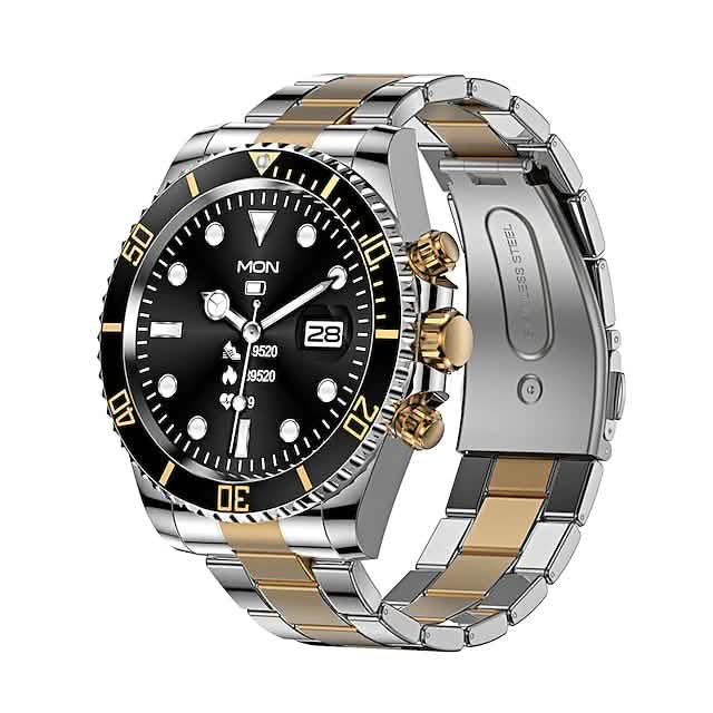 AW12 1.28-Inch Smart Watch in black/gold