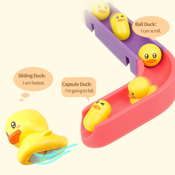 Baby Bath Toys Water Slide Track with Suction Cup Ducks DIY Marble