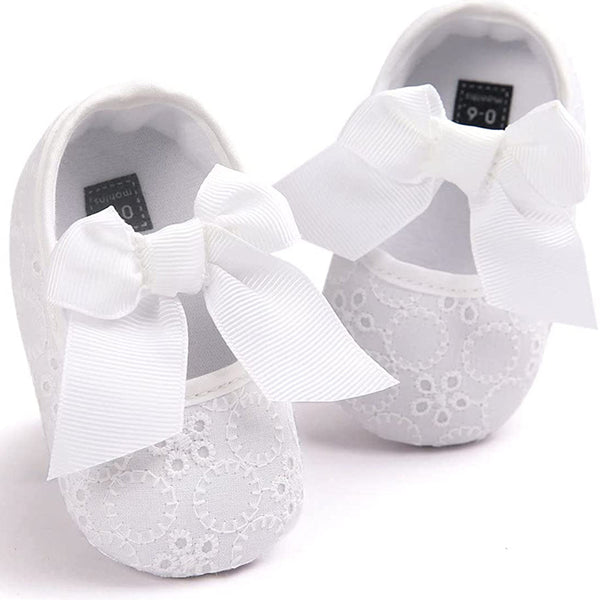Baby Girls Princess Bowknot Soft Sole Cloth Crib Shoes Sneaker Baby White 0-6 - DailySale