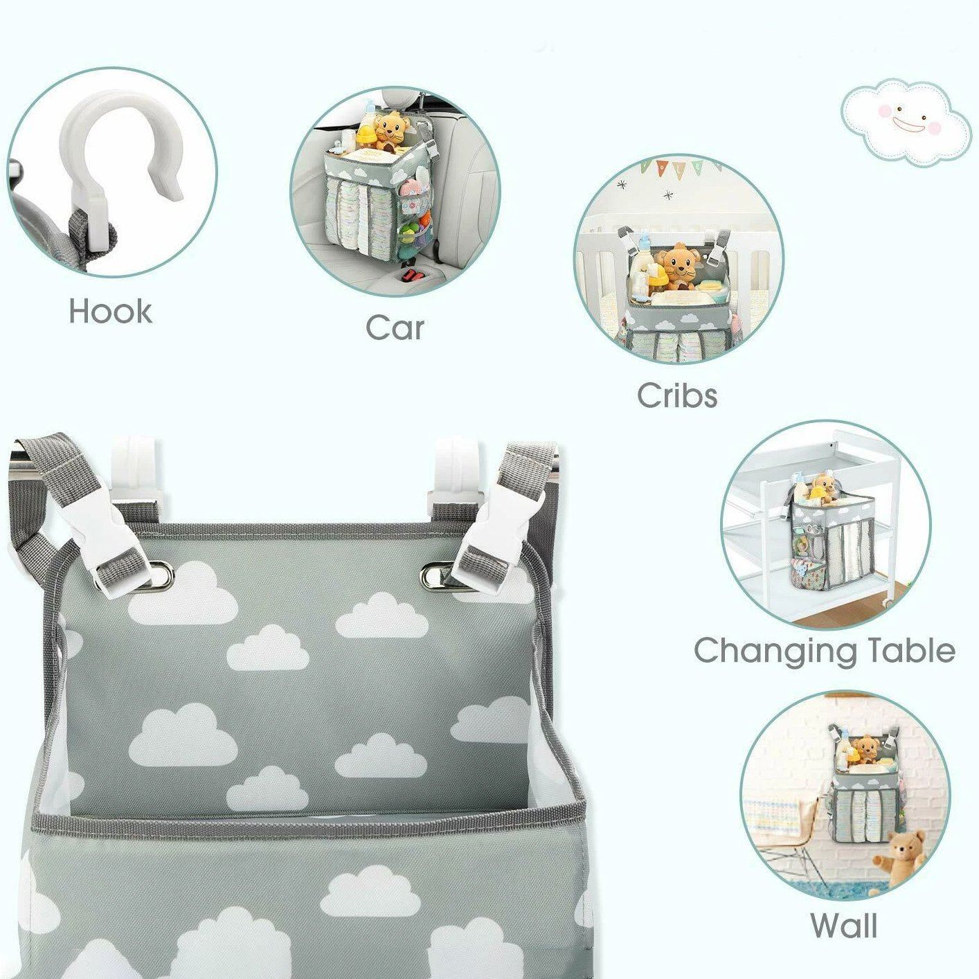 Baby Hanging Storage Caddy Crib Organizer Baby - DailySale