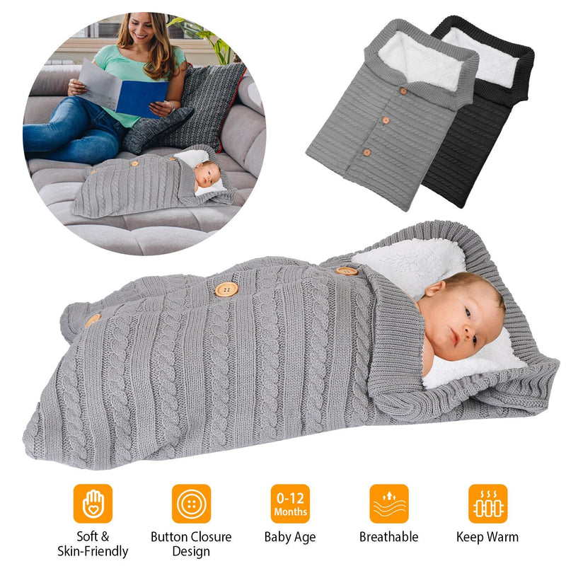 Baby Knit Swaddle Blanket Wrap with Buttons Baby - DailySale