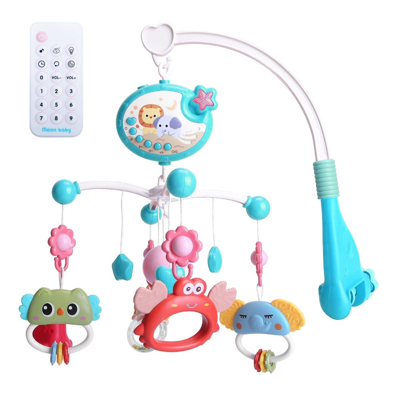 Baby Musical Crib Bed Bell Rotating Mobile Star Projection Baby Blue - DailySale