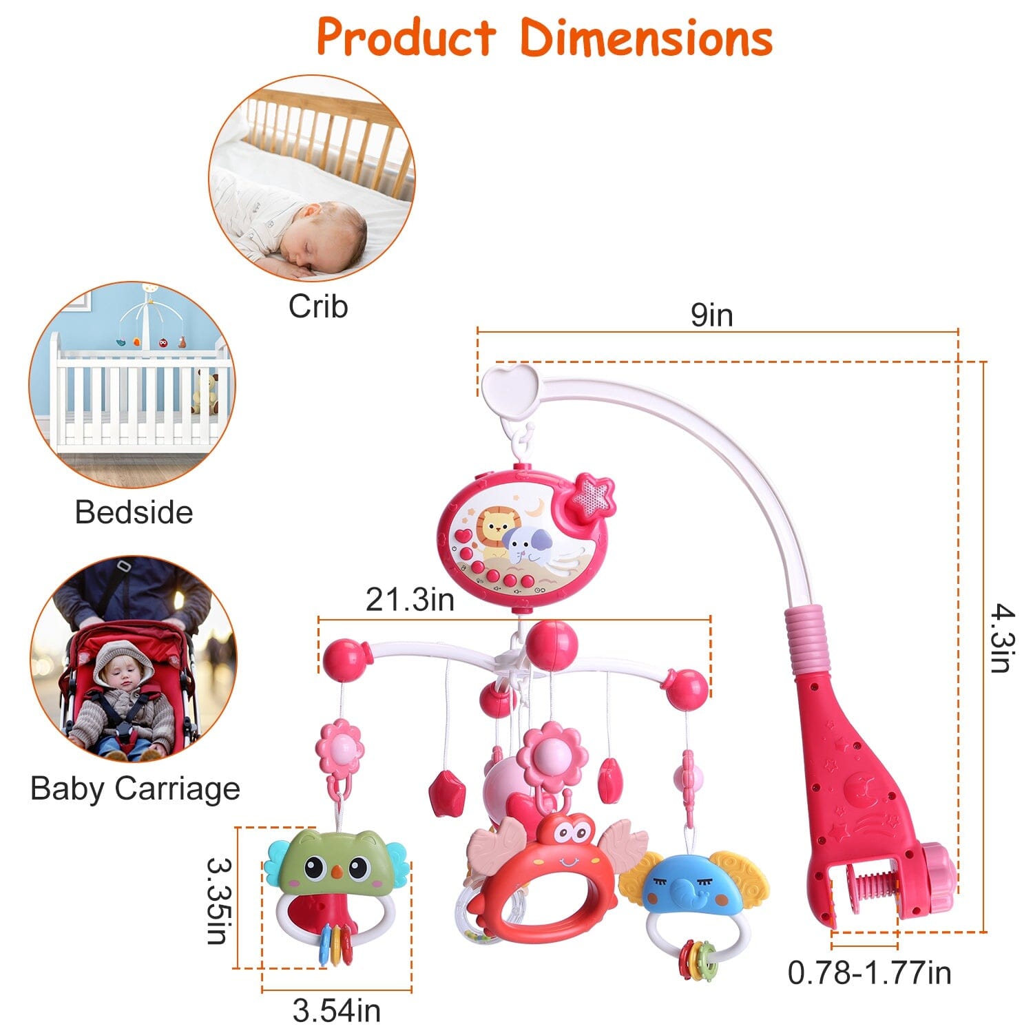 Baby Musical Crib Bed Bell Rotating Mobile Star Projection Baby - DailySale