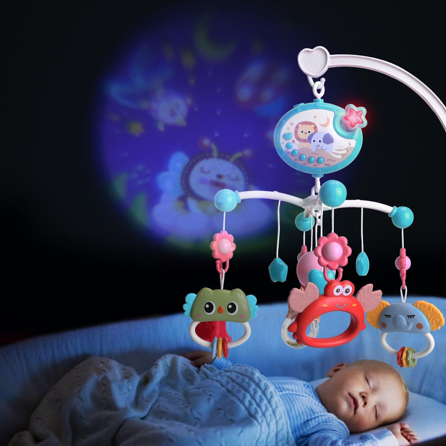 Baby Musical Crib Bed Bell Rotating Mobile Star Projection Baby - DailySale