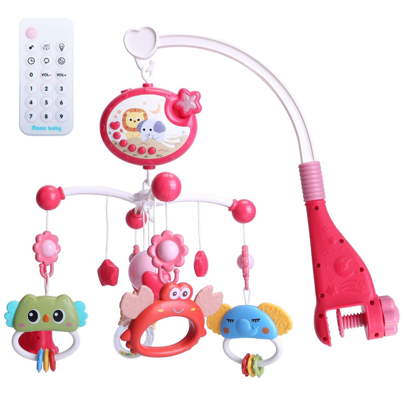 Baby Musical Crib Bed Bell Rotating Mobile Star Projection Baby Red - DailySale