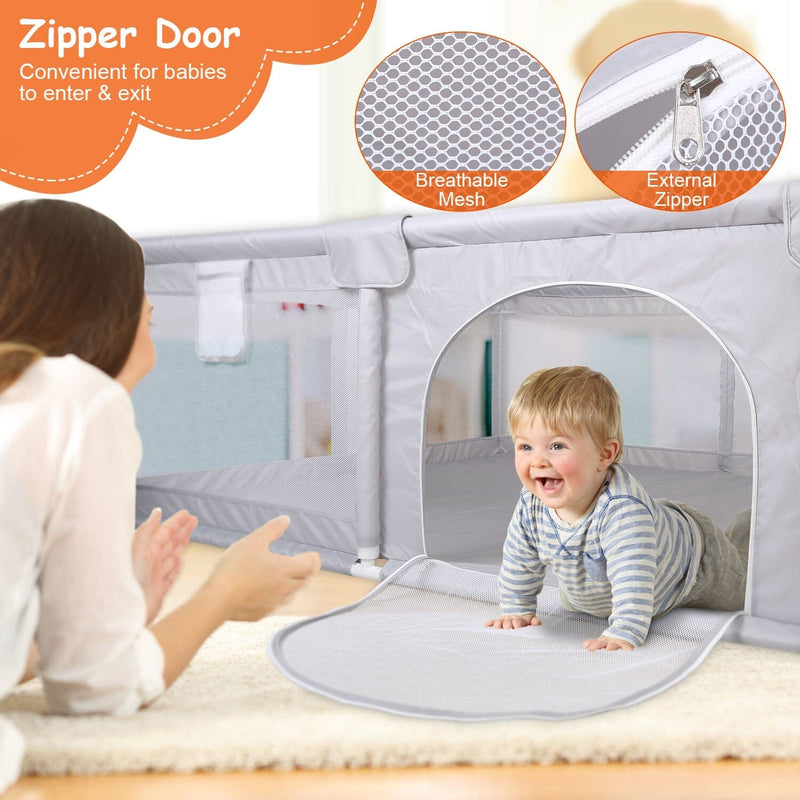 Baby Playpen with Anti-Suction Base Zipper Door Baby - DailySale