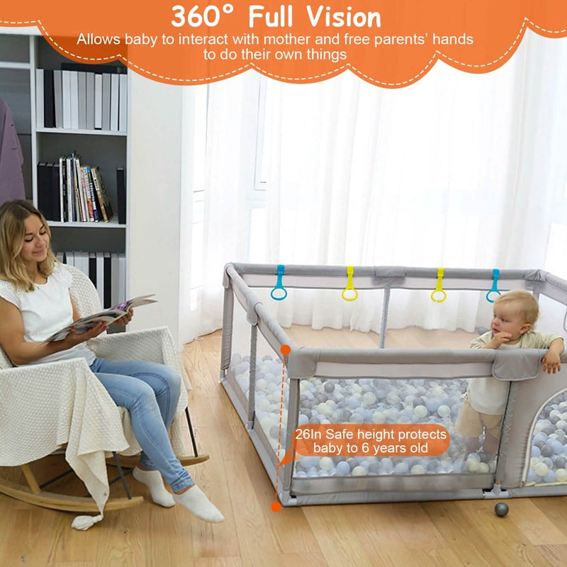 Baby Playpen with Anti-Suction Base Zipper Door Baby - DailySale