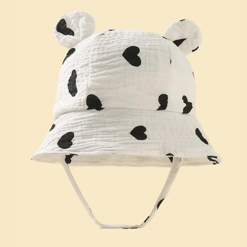 Baby Summer Beach Adjustable Bucket Cute Cotton Hat with Ears Baby White - DailySale
