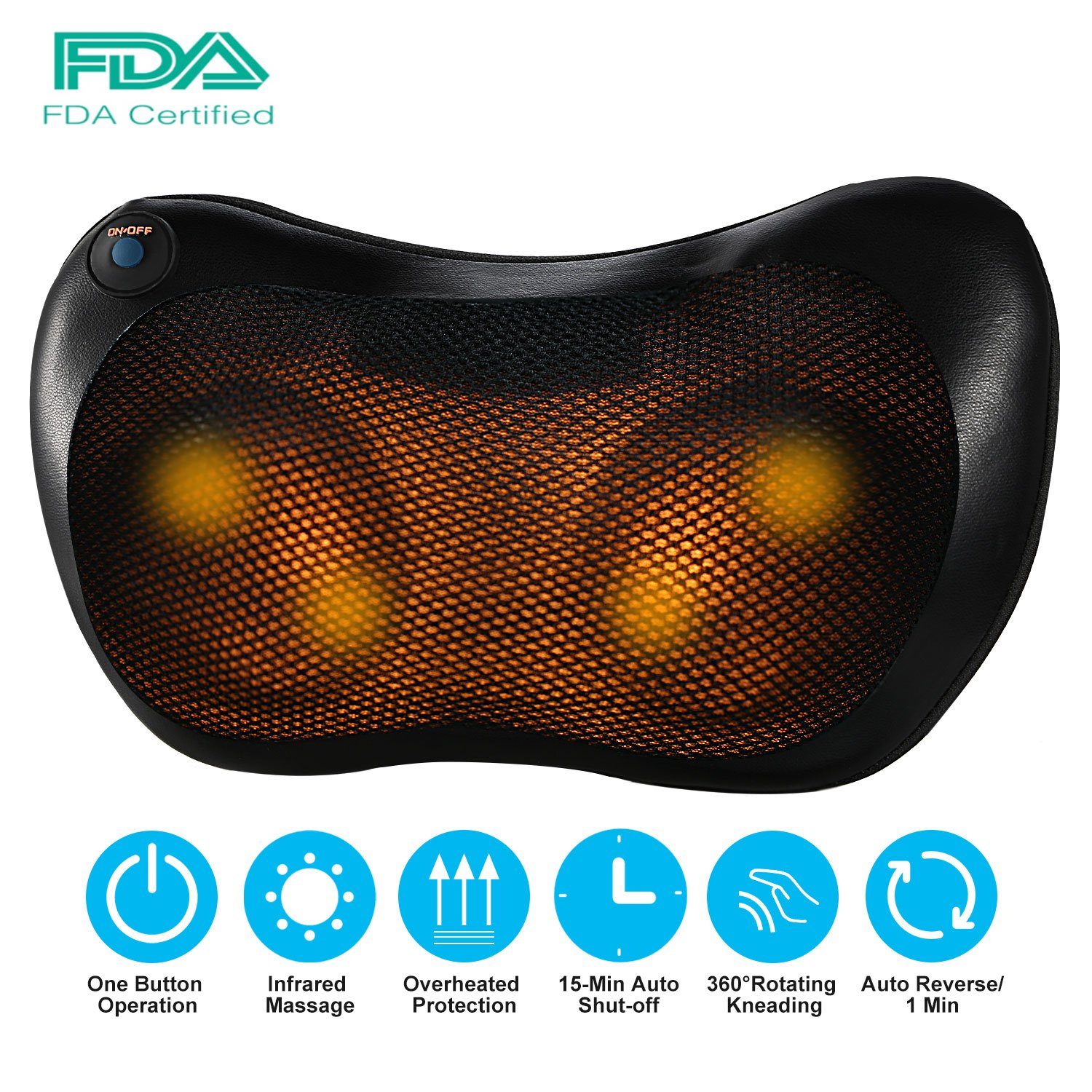 Back Neck Massage Pillow Kneading Massager Wellness - DailySale