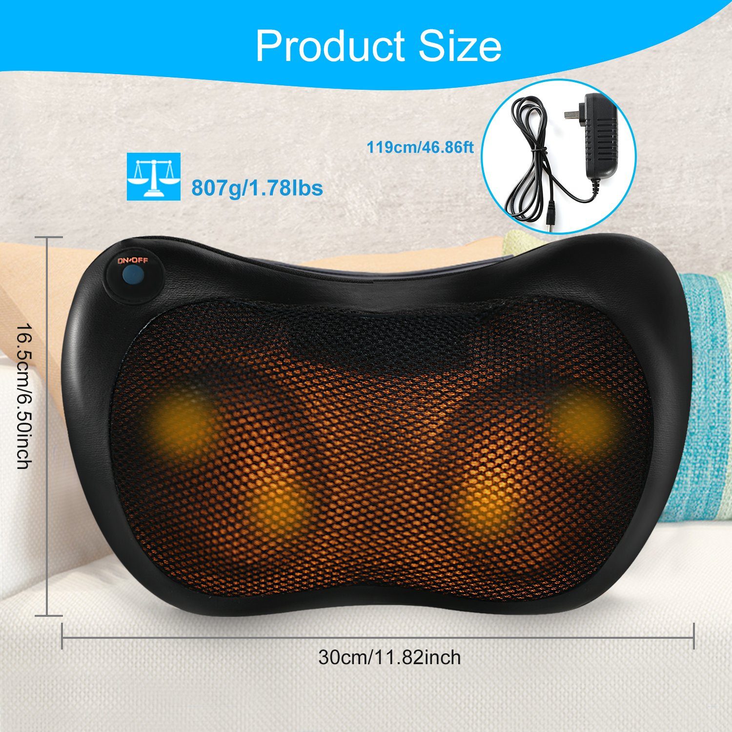 Back Neck Massage Pillow Kneading Massager Wellness - DailySale