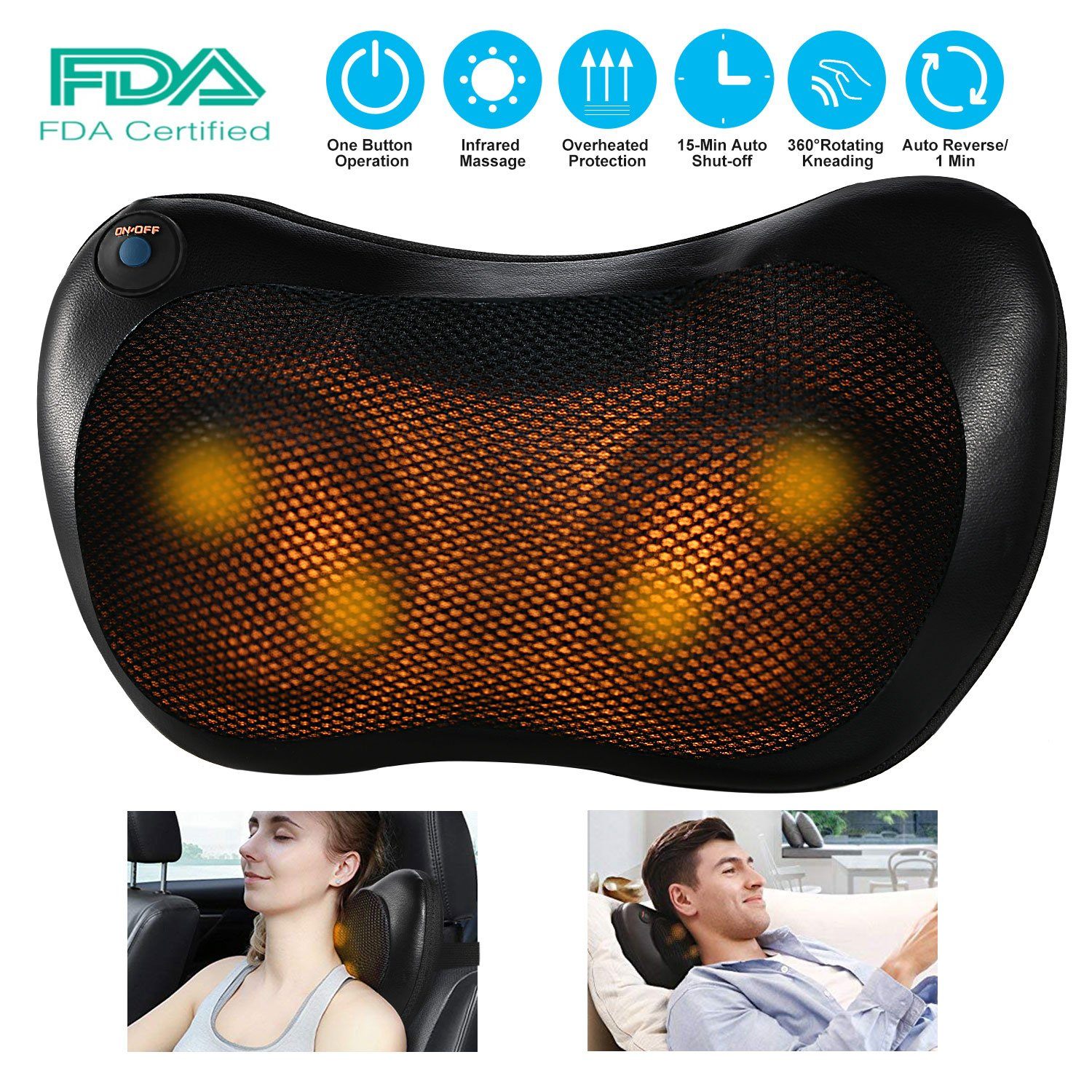 Back Neck Massage Pillow Kneading Massager Wellness - DailySale