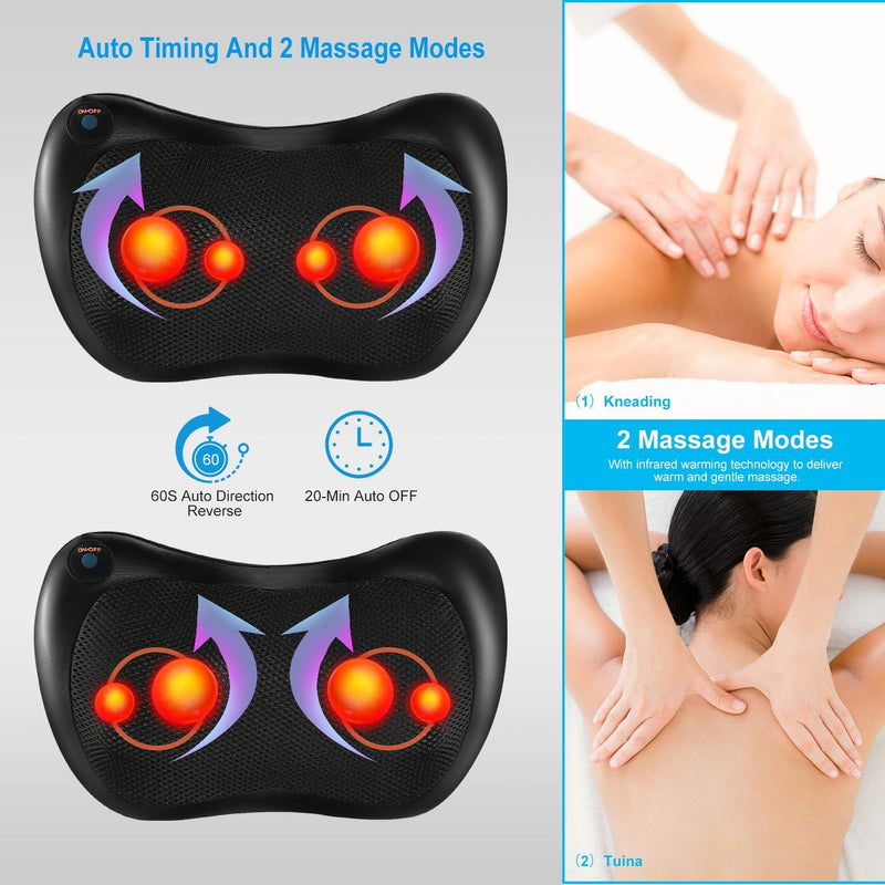 Back Neck Massage Pillow Kneading Massager Wellness - DailySale