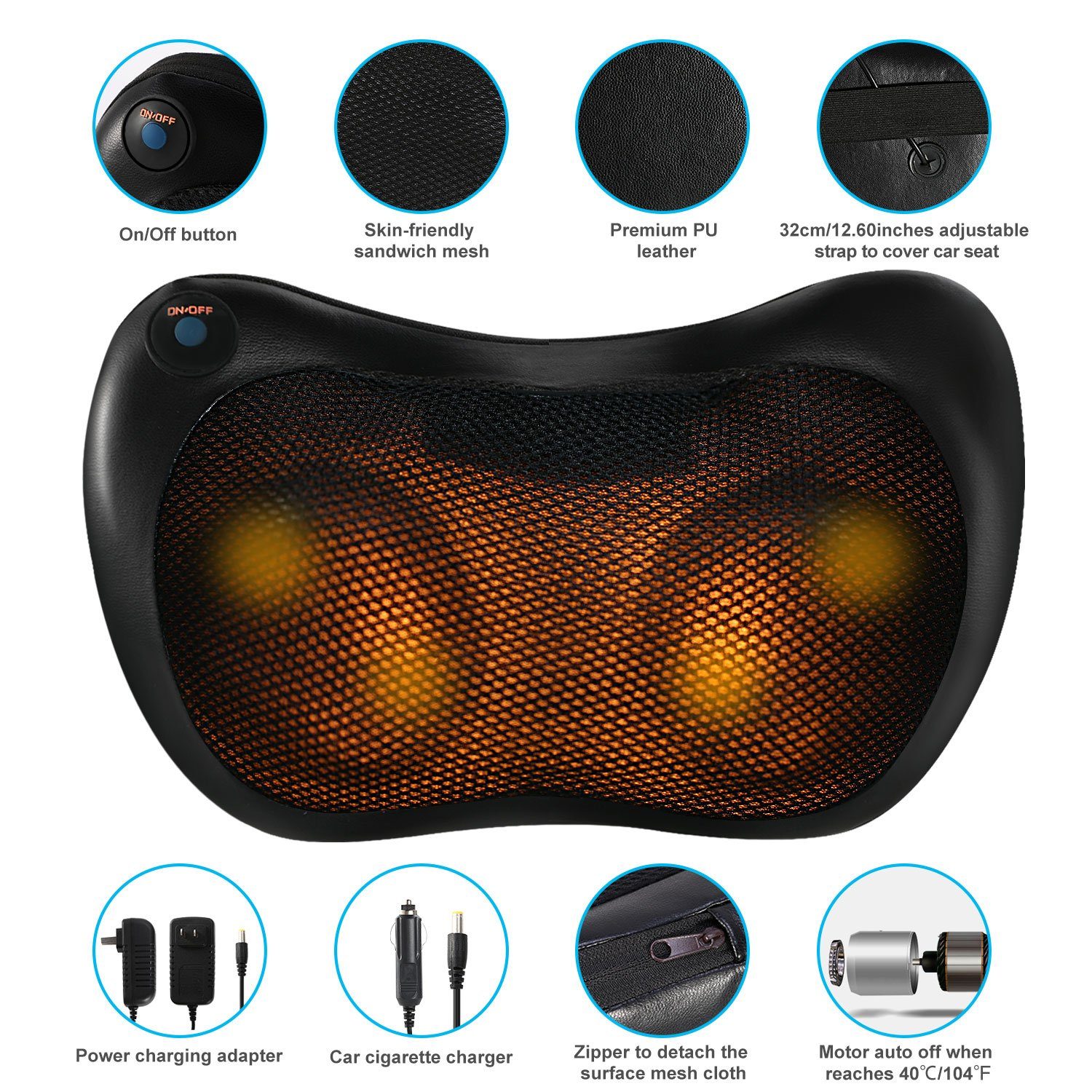 Back Neck Massage Pillow Kneading Massager Wellness - DailySale