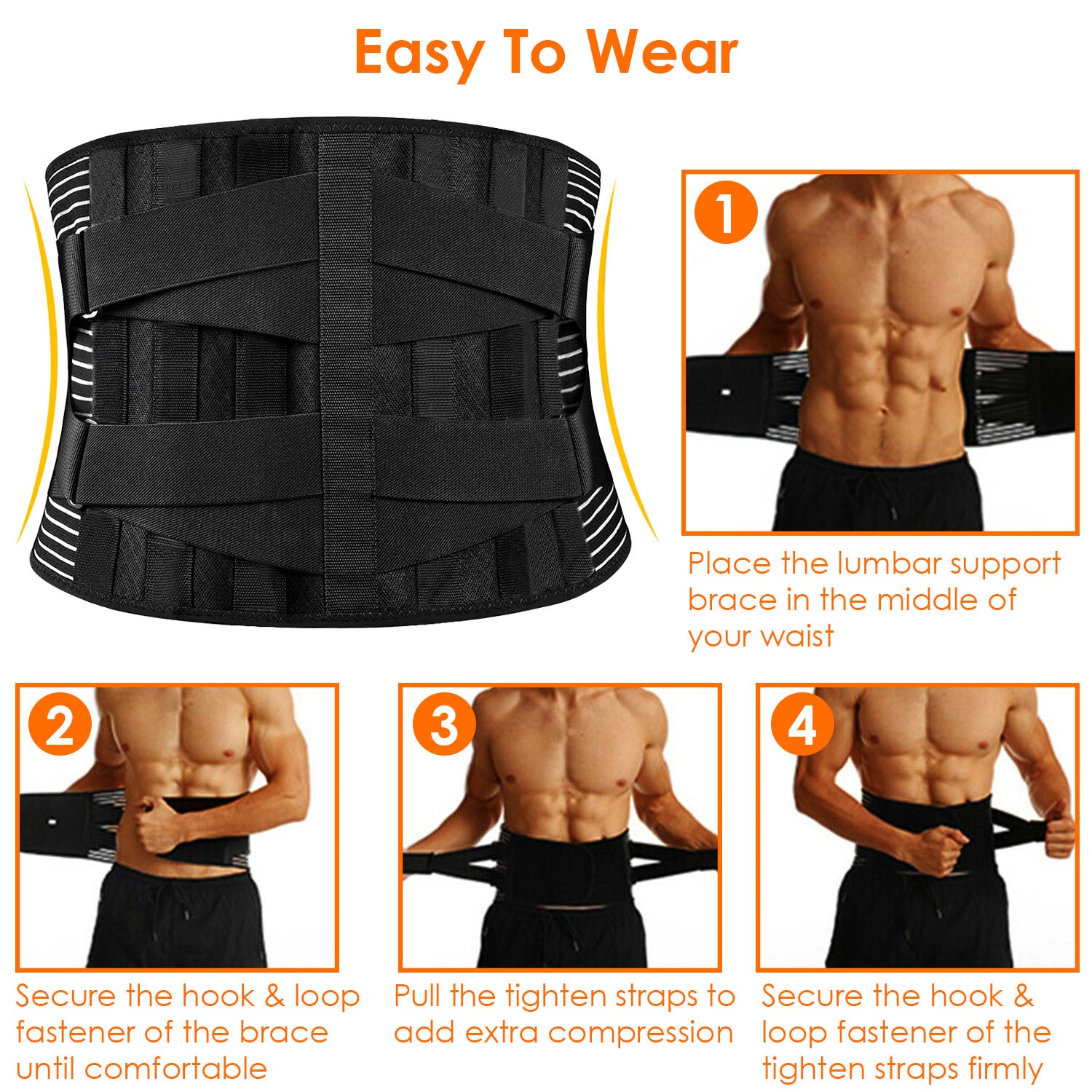 Back Support Brace Breathable Mesh Lumbar Support Belt Wellness - DailySale