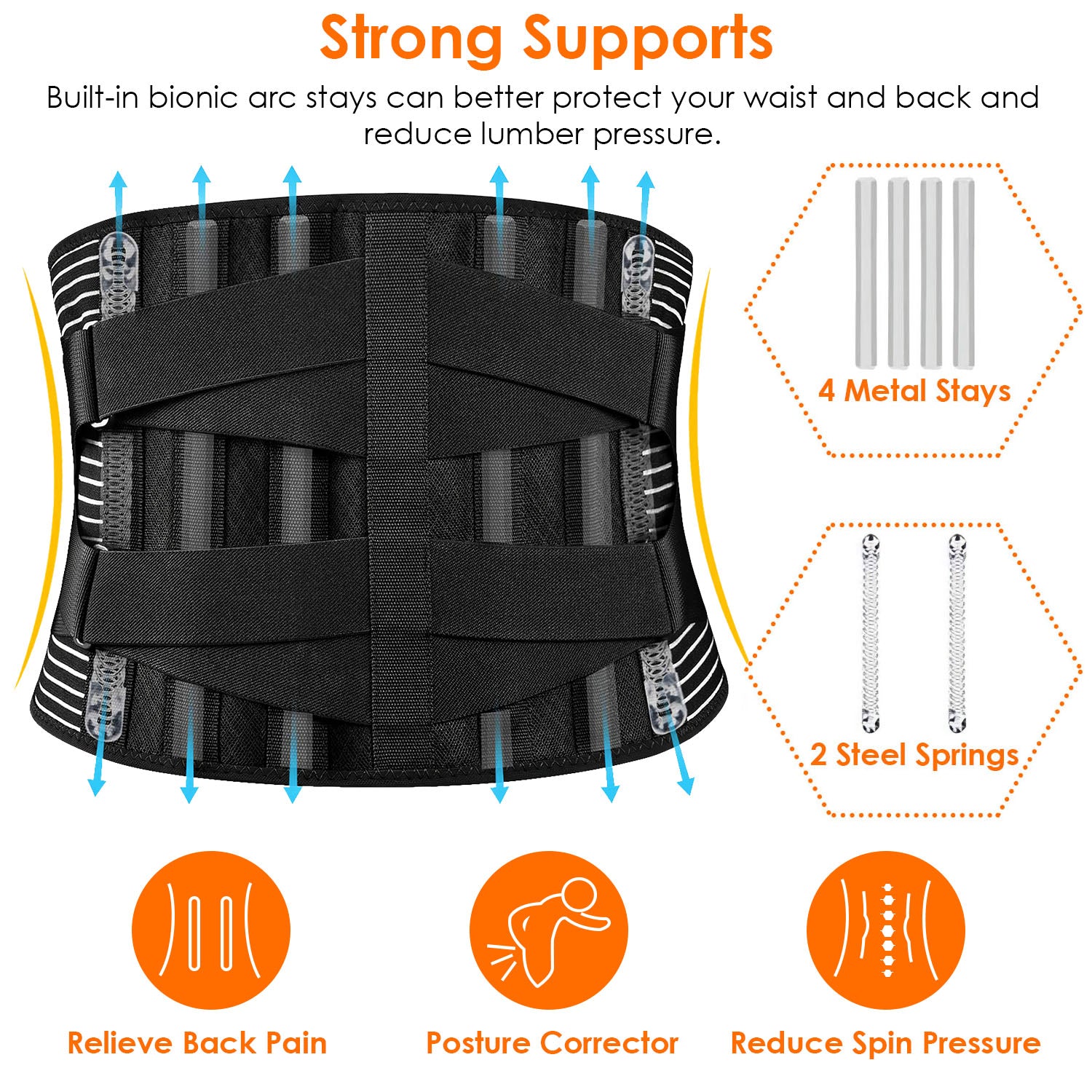 Back Support Brace Breathable Mesh Lumbar Support Belt Wellness - DailySale