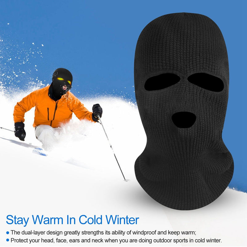 Balaclava Face Mask 3-Hole Knitted Windproof Ski Mask Full Face Cover Sports & Outdoors - DailySale