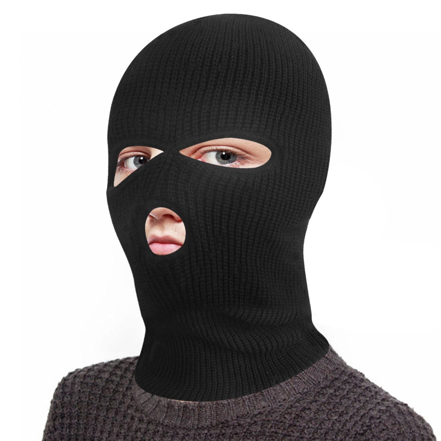 Balaclava Face Mask 3-Hole Knitted Windproof Ski Mask Full Face Cover Sports & Outdoors - DailySale