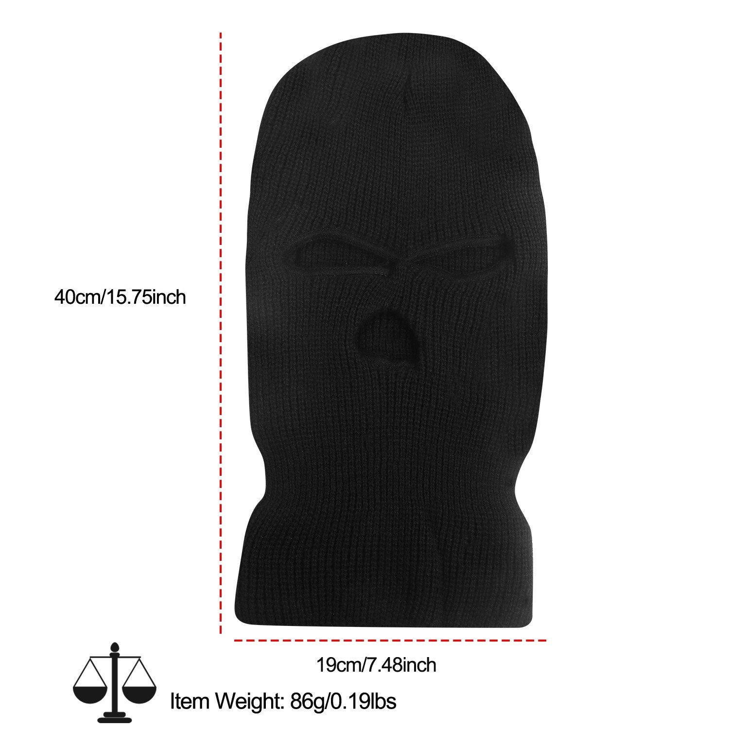 Balaclava Face Mask 3-Hole Knitted Windproof Ski Mask Full Face Cover Sports & Outdoors - DailySale