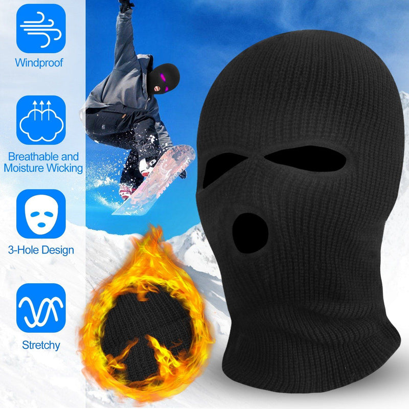 Balaclava Face Mask 3-Hole Knitted Windproof Ski Mask Full Face Cover Sports & Outdoors - DailySale