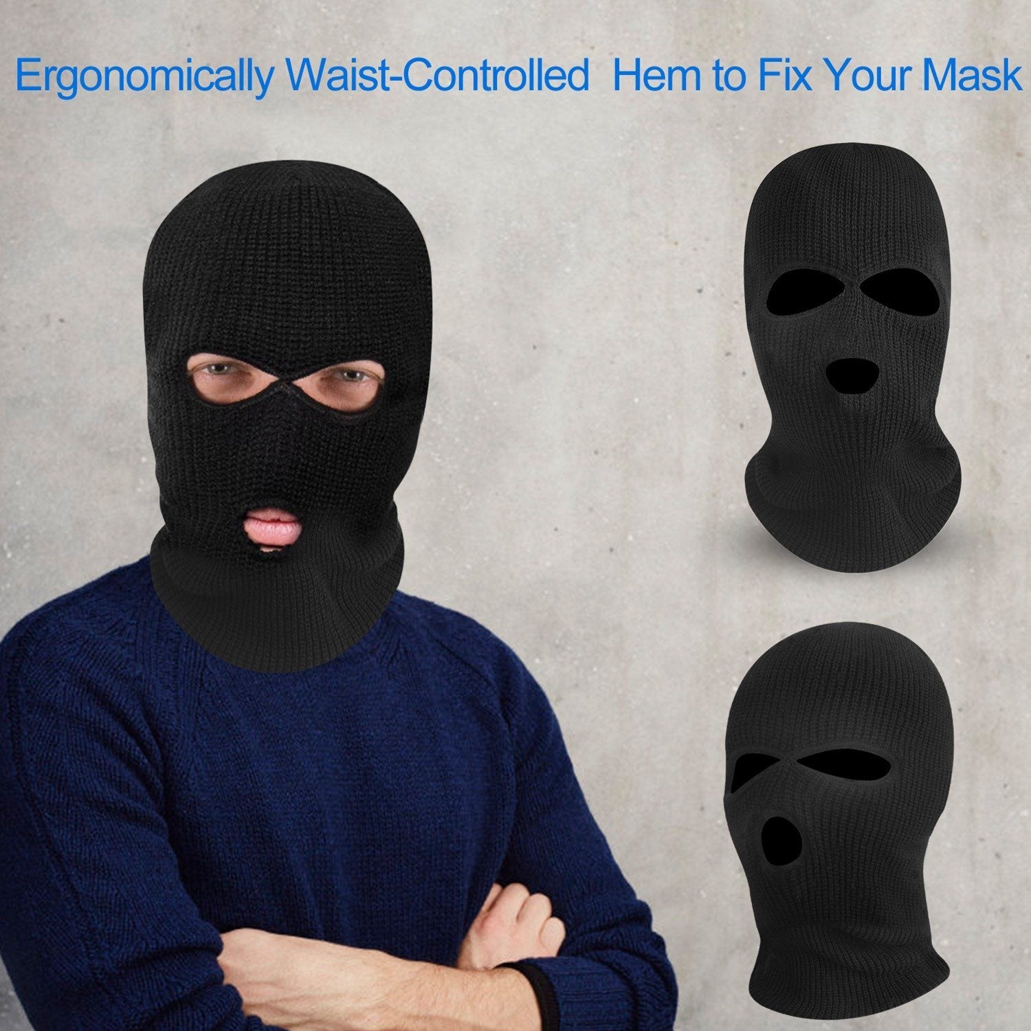 Balaclava Face Mask 3-Hole Knitted Windproof Ski Mask Full Face Cover Sports & Outdoors - DailySale