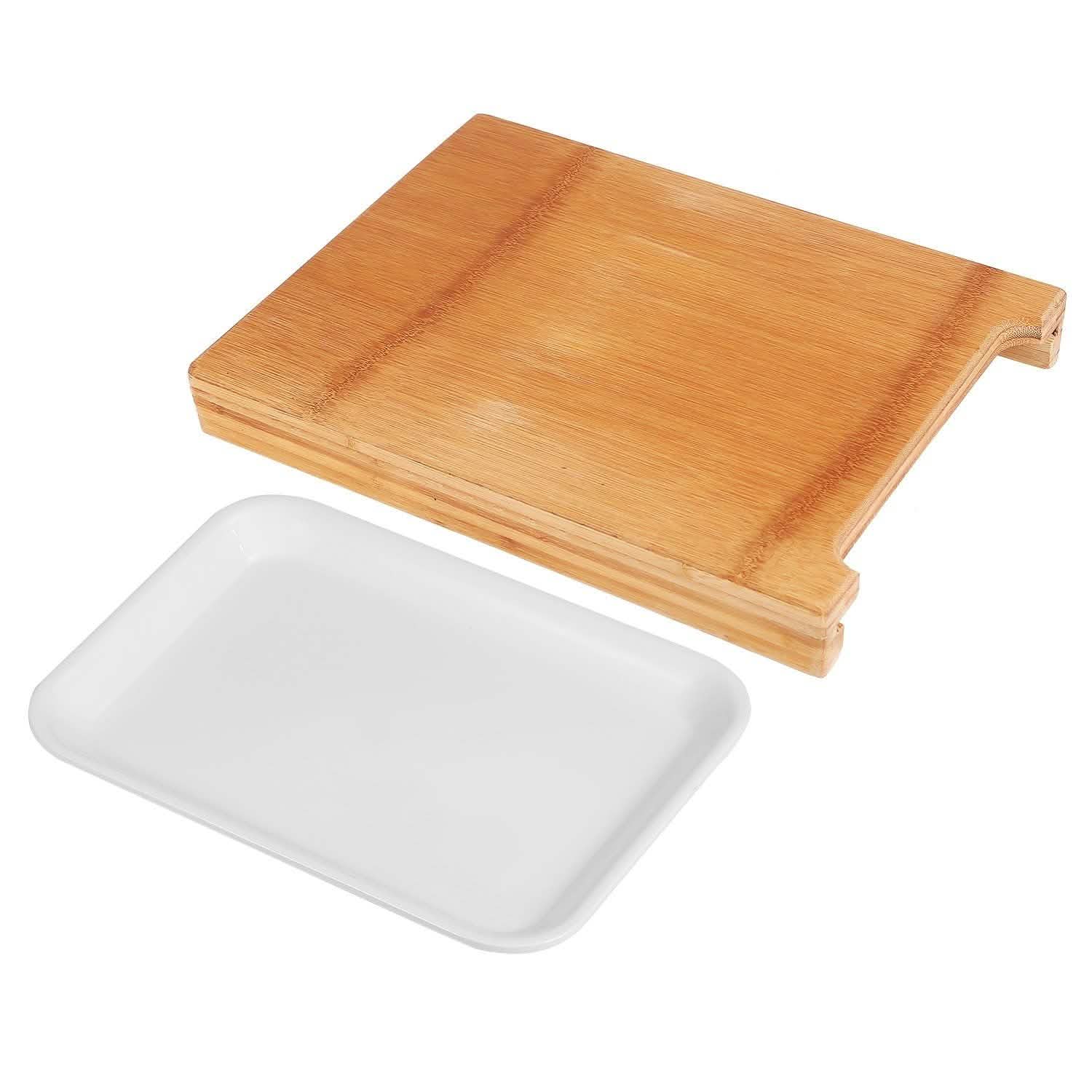 Bamboo Cutting Board with Sliding Draw Tray Kitchen & Dining - DailySale