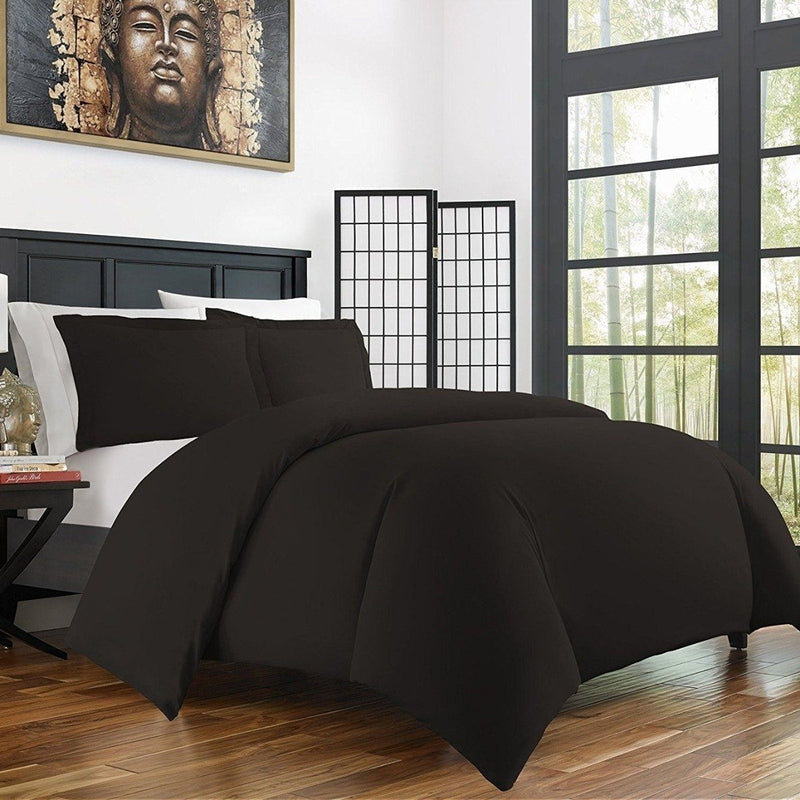 Bamboo Duvet Cover Set - Hypoallergenic - Assorted Sizes and Colors Linen & Bedding Twin/Twin XL Black - DailySale