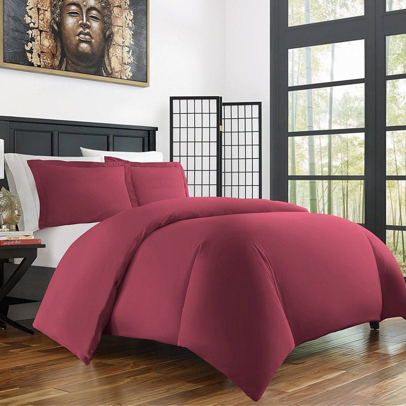 Bamboo Duvet Cover Set - Hypoallergenic - Assorted Sizes and Colors Linen & Bedding Twin/Twin XL Burgundy - DailySale