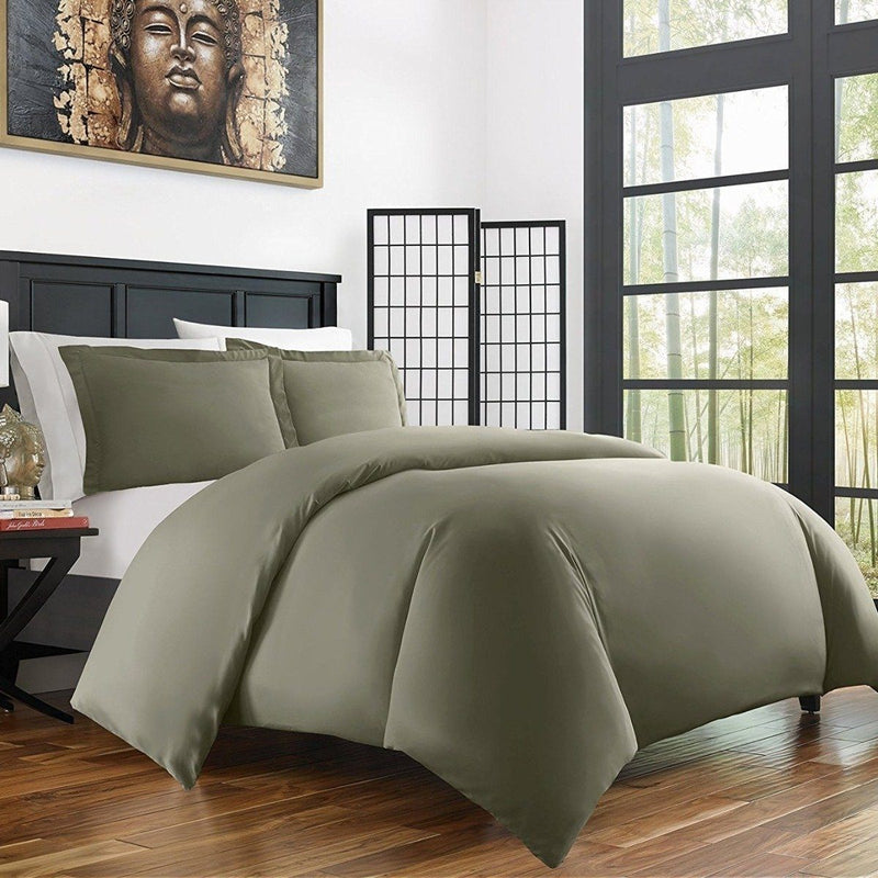Bamboo Duvet Cover Set - Hypoallergenic - Assorted Sizes and Colors Linen & Bedding Twin/Twin XL Olive - DailySale