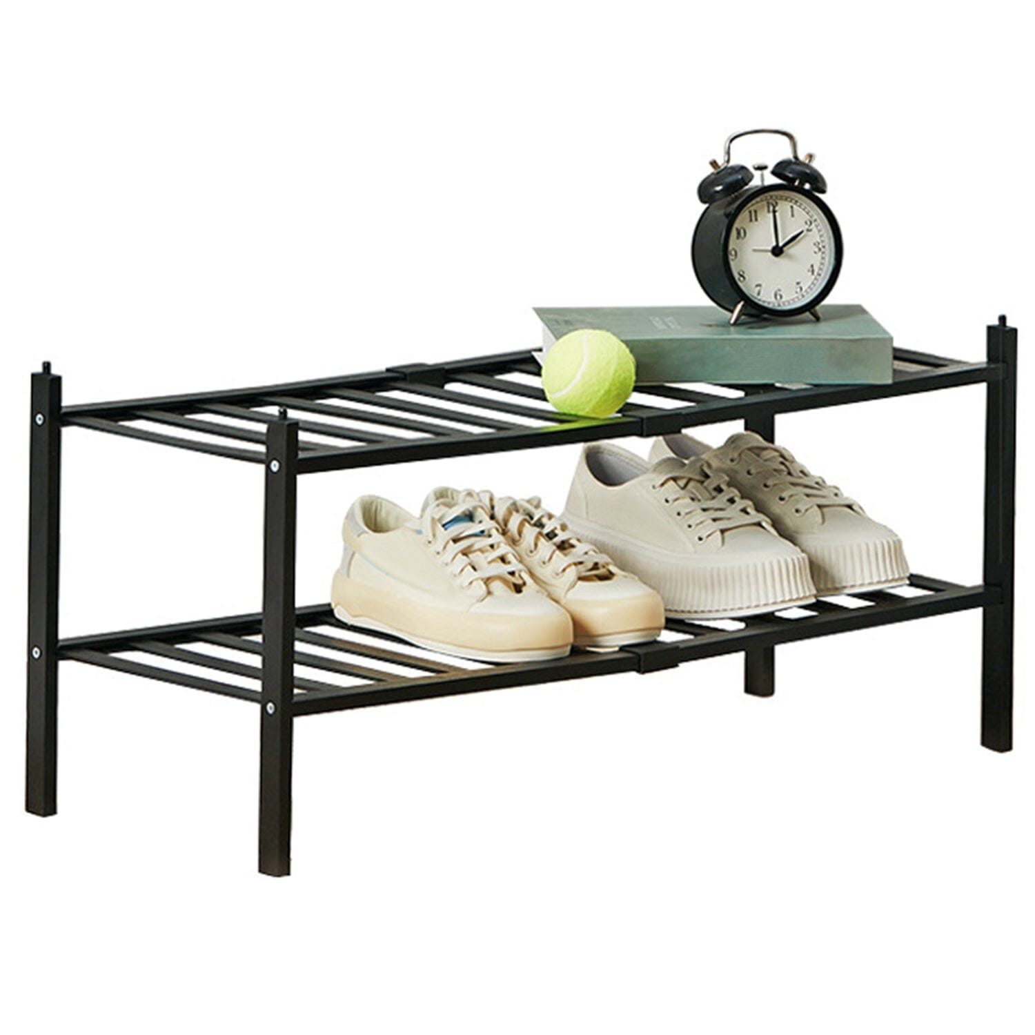 Bamboo Shoe Rack 2-Tier Stackable Shoe Shelf Closet & Storage - DailySale