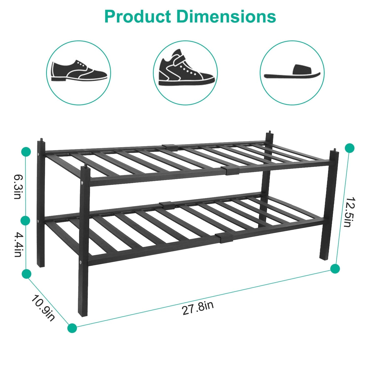 Bamboo Shoe Rack 2-Tier Stackable Shoe Shelf Closet & Storage - DailySale