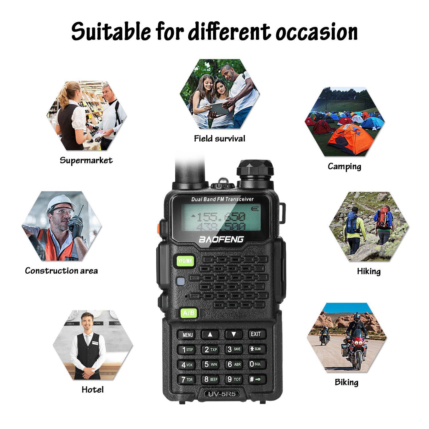 BAOFENG UV-5R5 VHF/UHF Dual Band Two Way Ham Radio Transceiver Walkie Talkie Tactical - DailySale