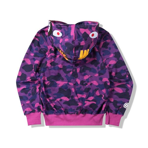 Bape Camouflage Thin Hooded Zipper Jacket Shark Jacket Men's Outerwear Purple S - DailySale