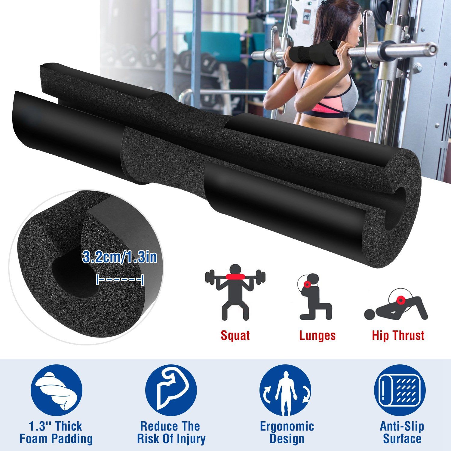 Barbell Pad Support Squat Bar Foam Cover Fitness - DailySale