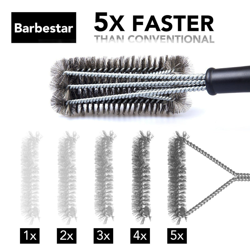 Barbestar 18" 3 in 1 Safe Barbecue Grill Brush Wire Bristles Kitchen Essentials - DailySale