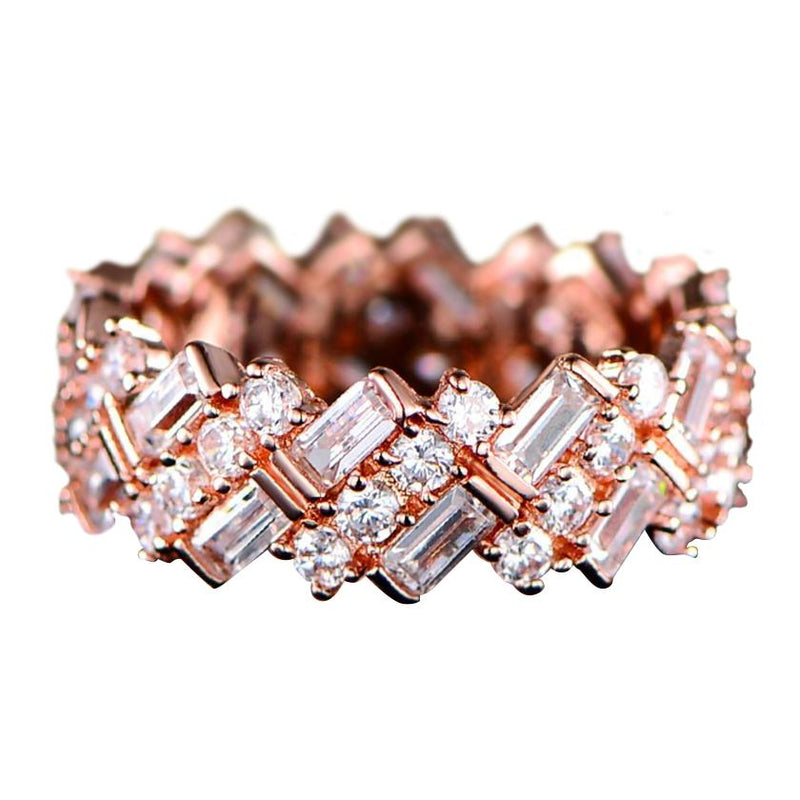 Barzel 18K Gold Plated Ring Made with Swarovski Crystal Jewelry 5 Rose Gold - DailySale