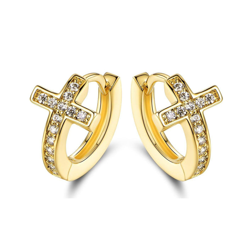 Barzel Crystal Cross Earrings Made with 18K Gold Plating and Swarovski Crystals Earrings - DailySale