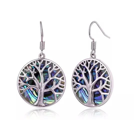 Barzel Tree of Life Drop Earrings with Abalone Pearl Earrings - DailySale
