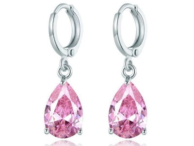 Pear Cut Pink Topaz Drop Earrings Made with Swarovski Crystals - DailySale, Inc