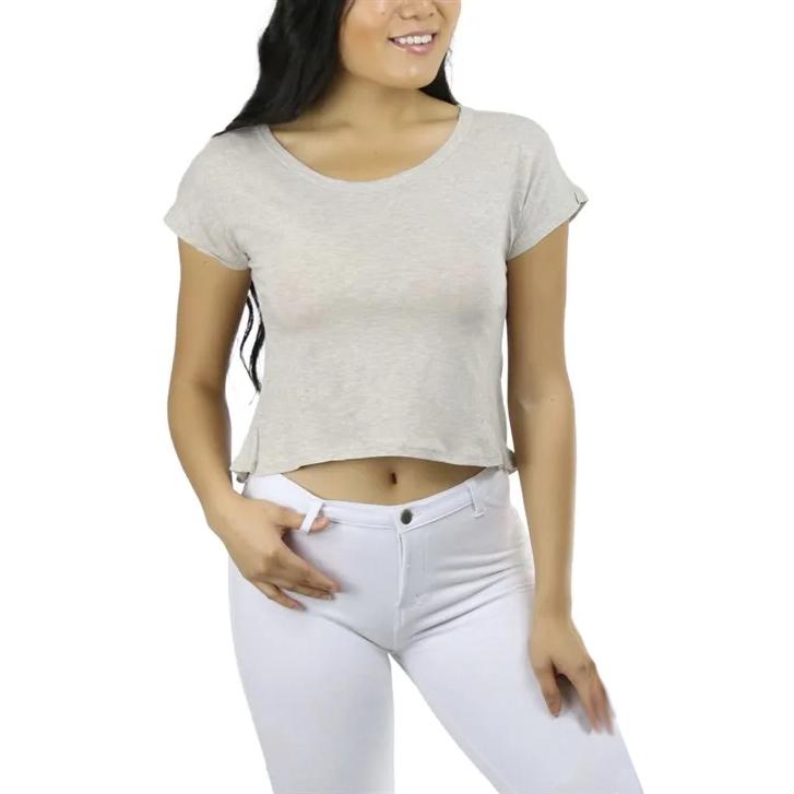 Basic Cotton Blend Cropped Tee Top