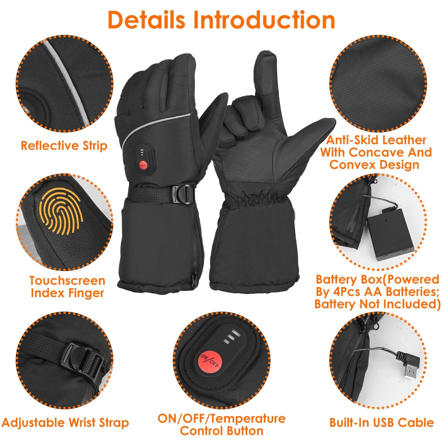 Battery Powered USB Touchscreen Thermal Gloves Sports & Outdoors - DailySale